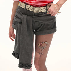 Gray Waist Wrapped Shorts