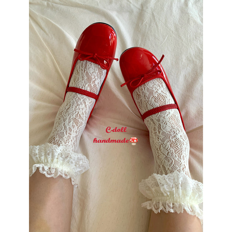 Bright Red Ribbon Ballet Shoes