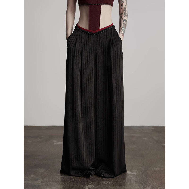 Black Striped Wide Pants