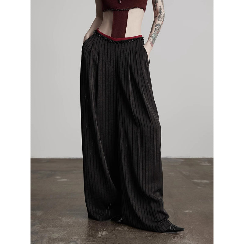 Black Striped Wide Pants