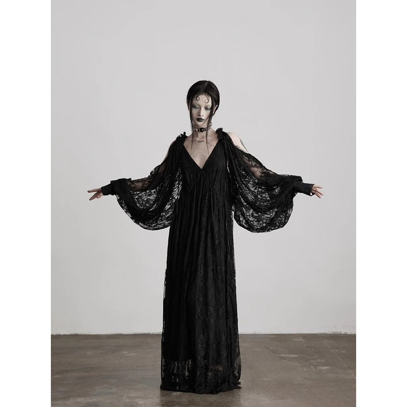 Dark Night Flower Embroidered Lace Sleeves