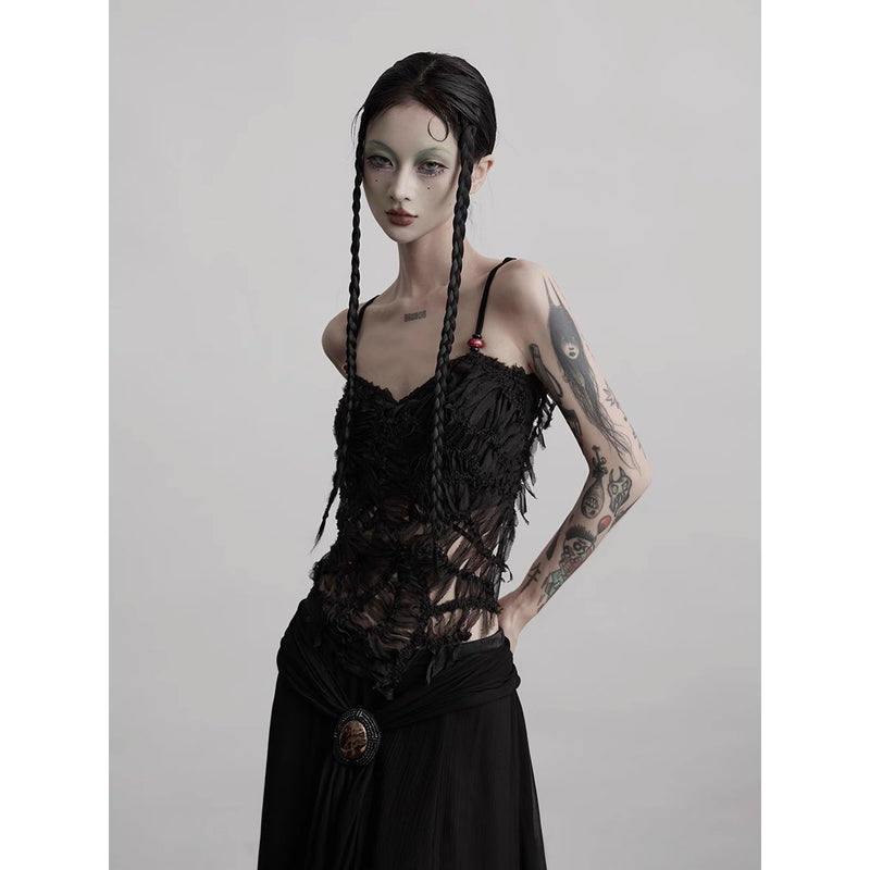 Black Feather Lace Camisole
