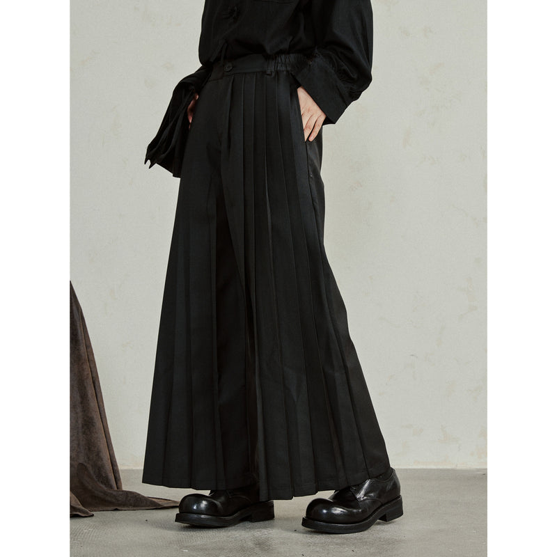 Black Asymmetric Hakama Wide Pants