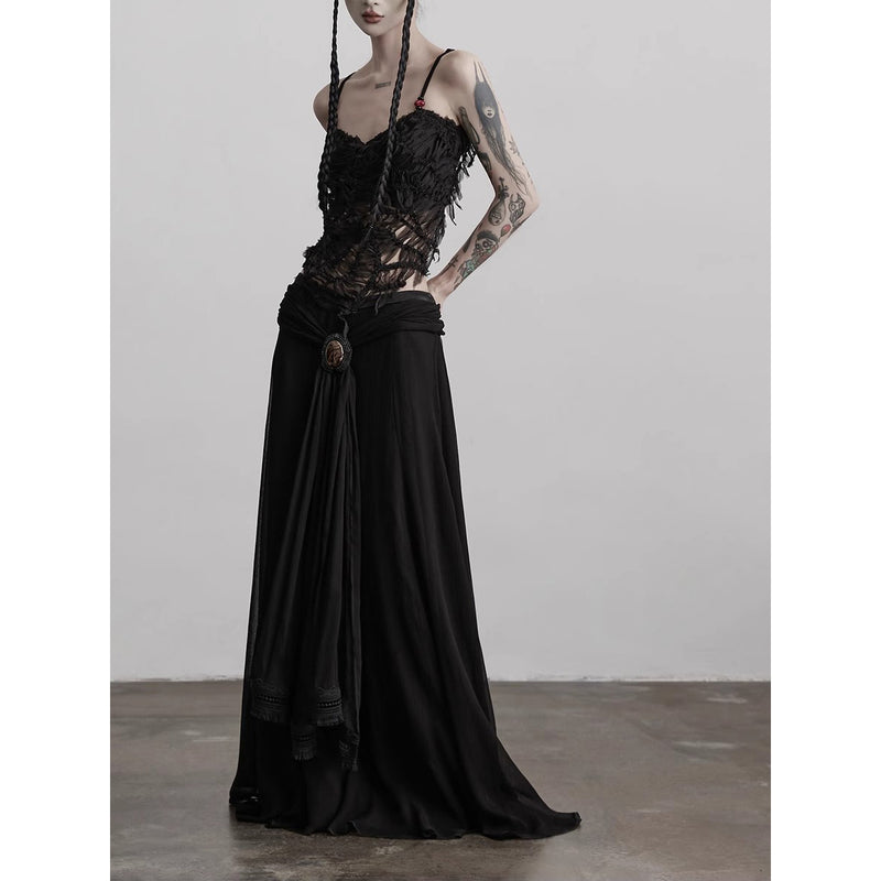 Cameo Brooch Gothic Long Skirt