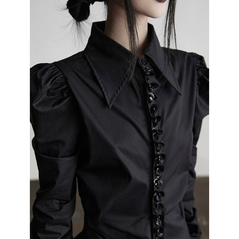 Black Slim Fit Decorative Shirt