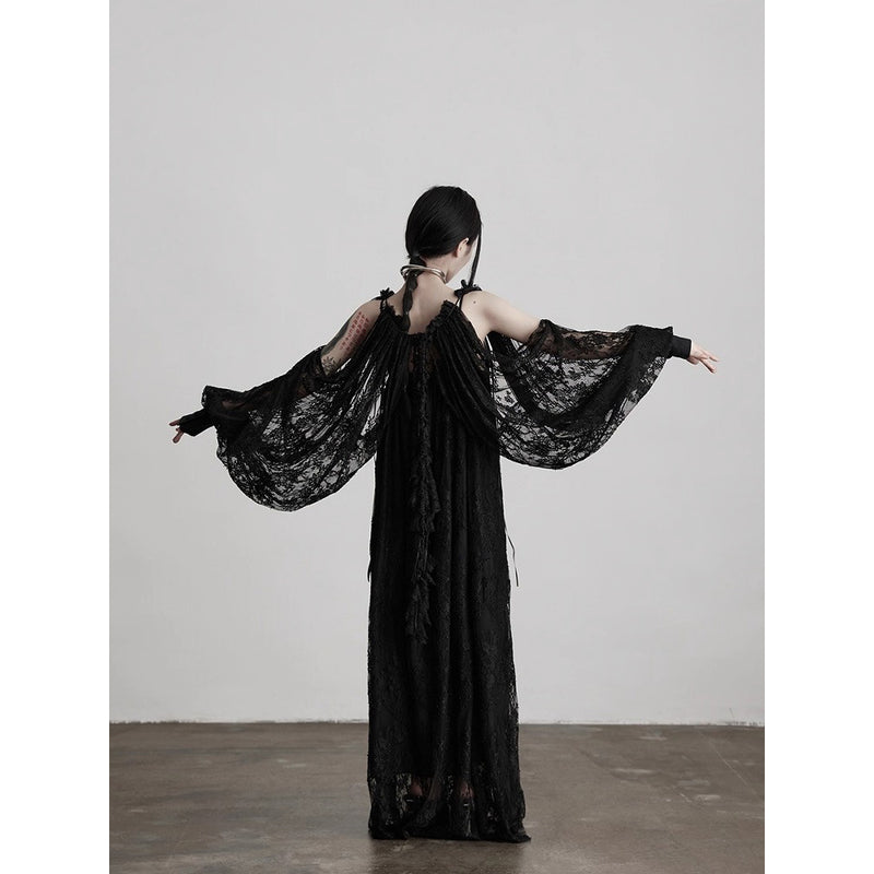 Dark Night Flower Embroidered Lace Sleeves