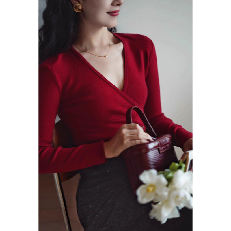 巴里貴婦人レトロニットトップス