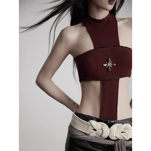 Darkness Cross Off-Shoulder Bodysuit