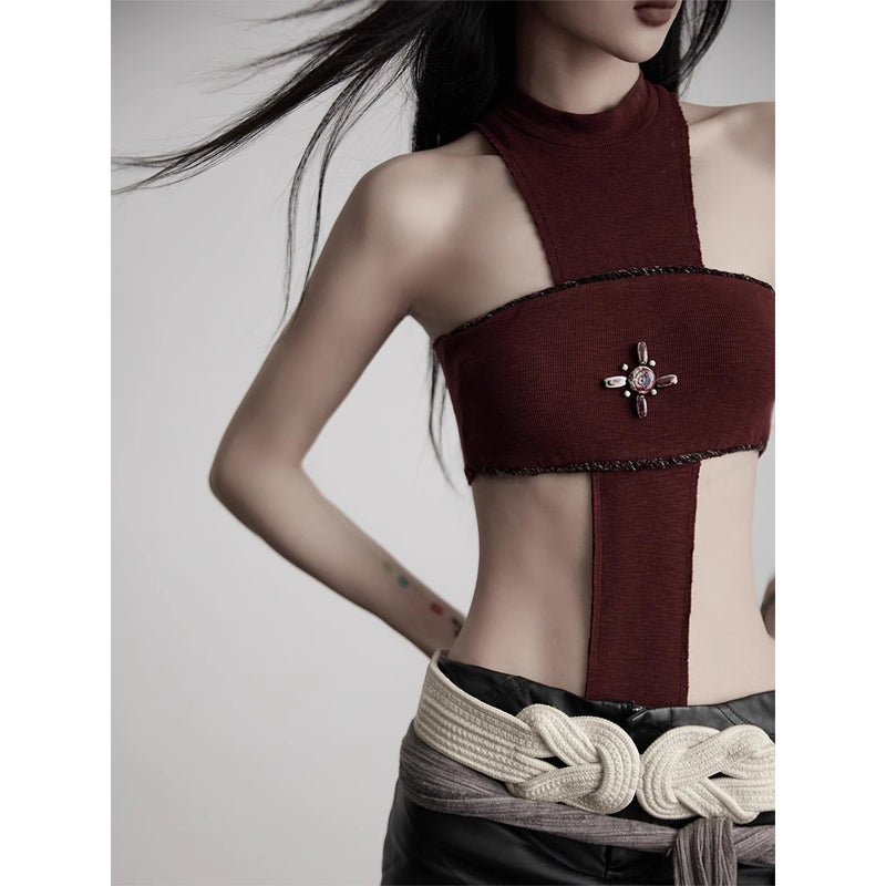 Darkness Cross Off-Shoulder Bodysuit