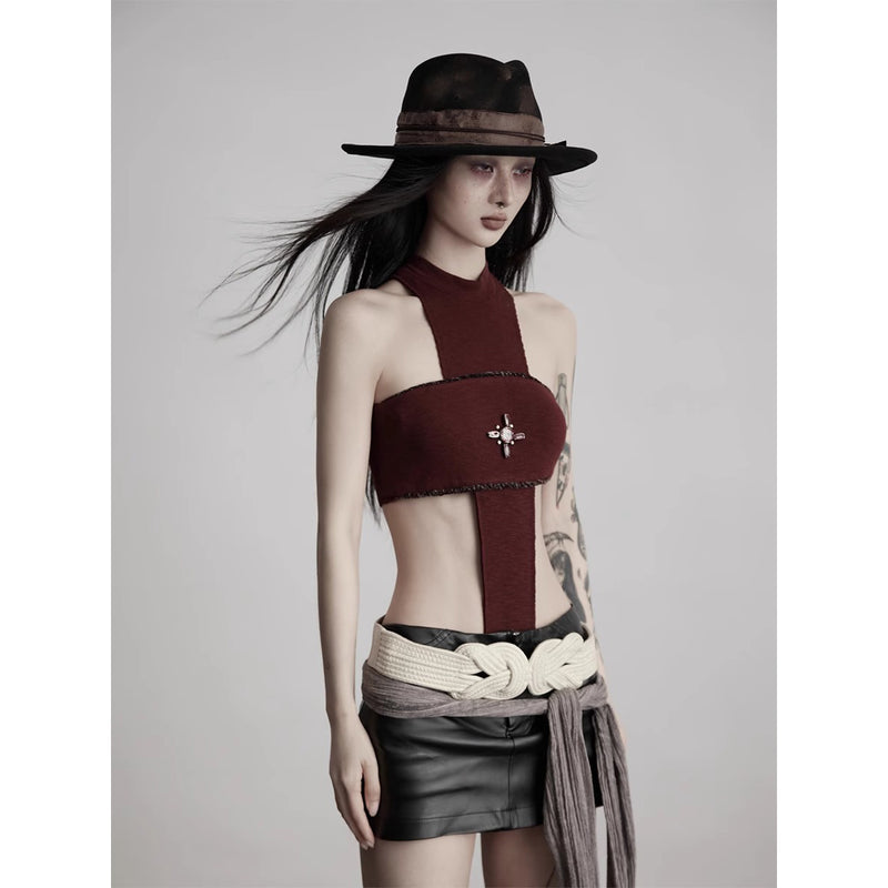 Darkness Cross Off-Shoulder Bodysuit