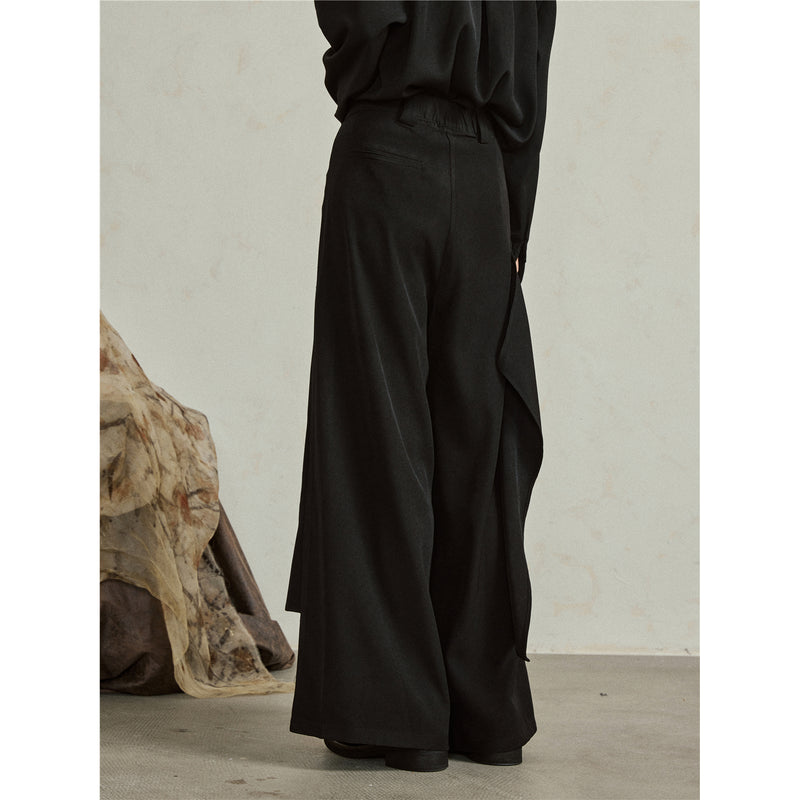 Black Asymmetric Layered Pants