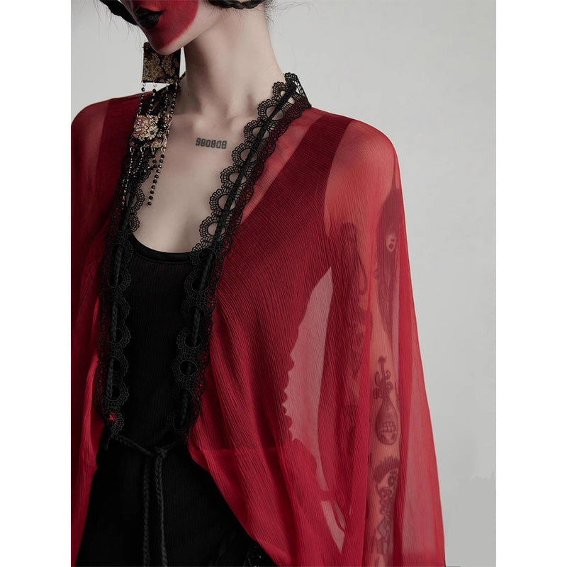 Bright Red Silk Fairy Shawl