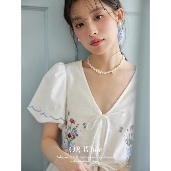 Flower Bouquet Embroidered Blouse