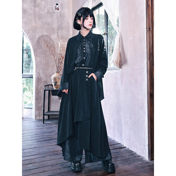 漆黒の蛇鱗レイヤードブラウス