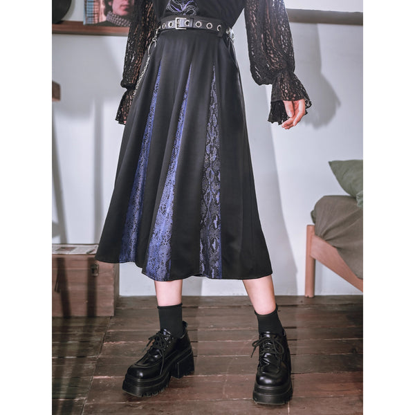 藍紫の蛇鱗クロップドパンツ