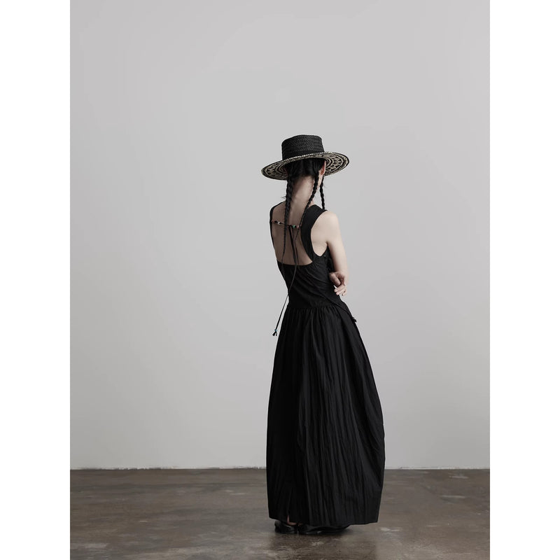 Black Back Open Sleeveless Dress
