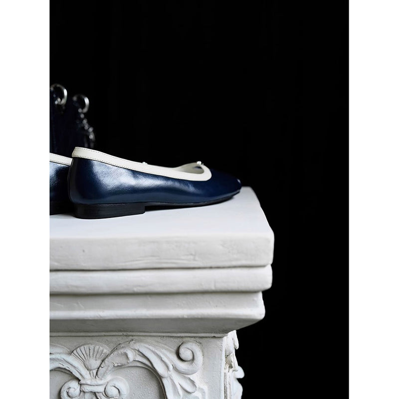 Camellia Round Toe Ballet Shoes - Dark Navy