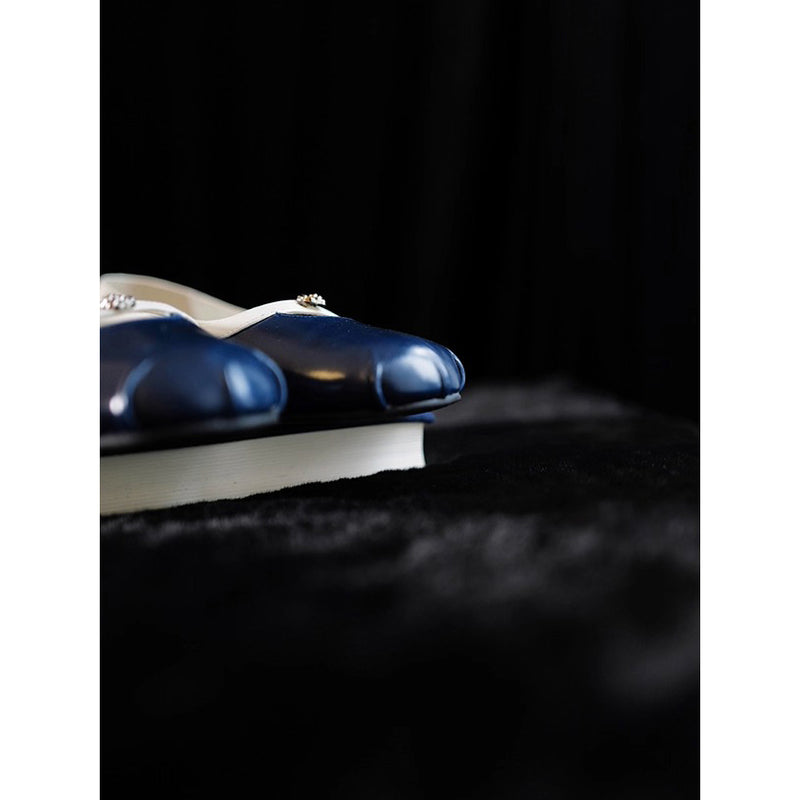 Camellia Round Toe Ballet Shoes - Dark Navy
