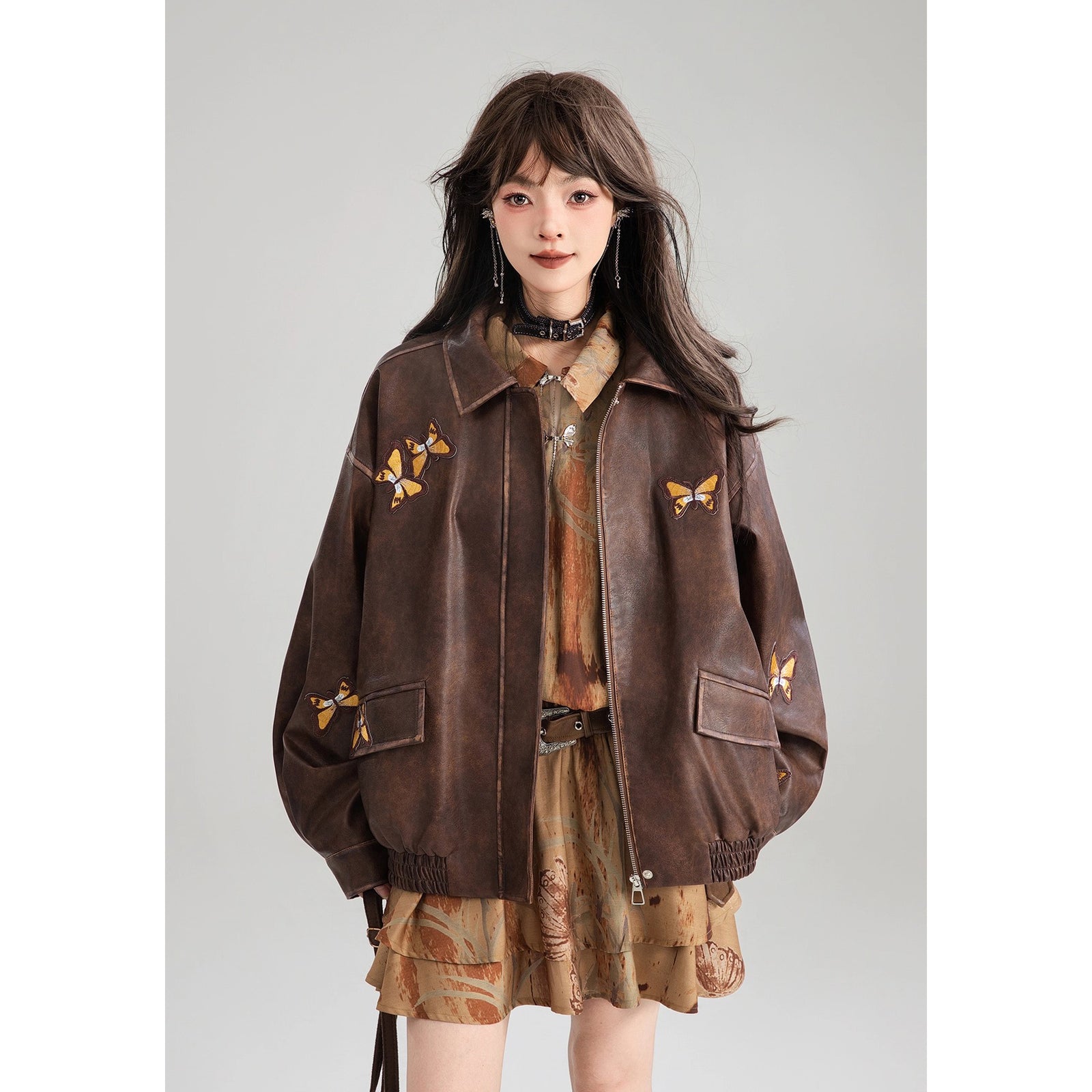 蝶々の刺繍レザージャケット – ManusMachina