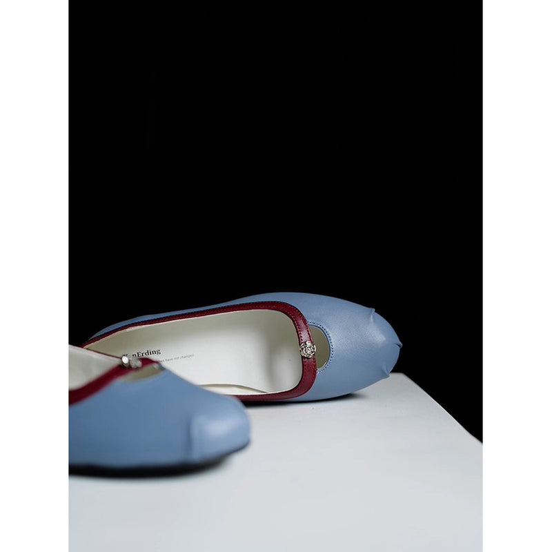 Camellia Round Toe Ballet Shoes - Smoke Blue