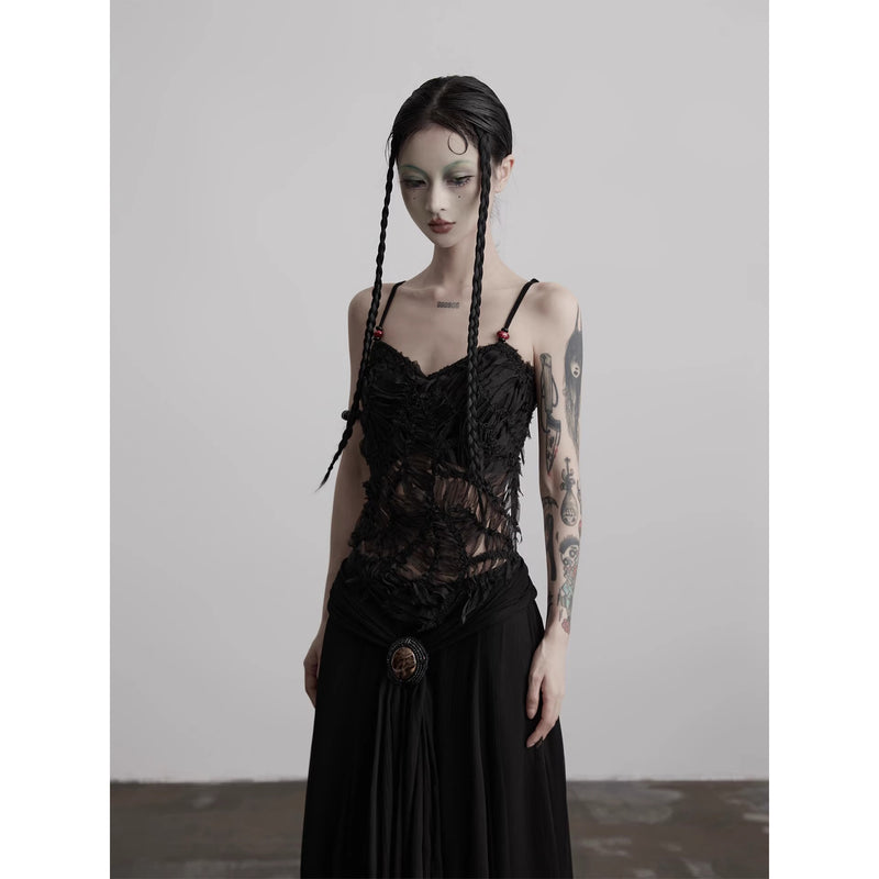 Black Feather Lace Camisole