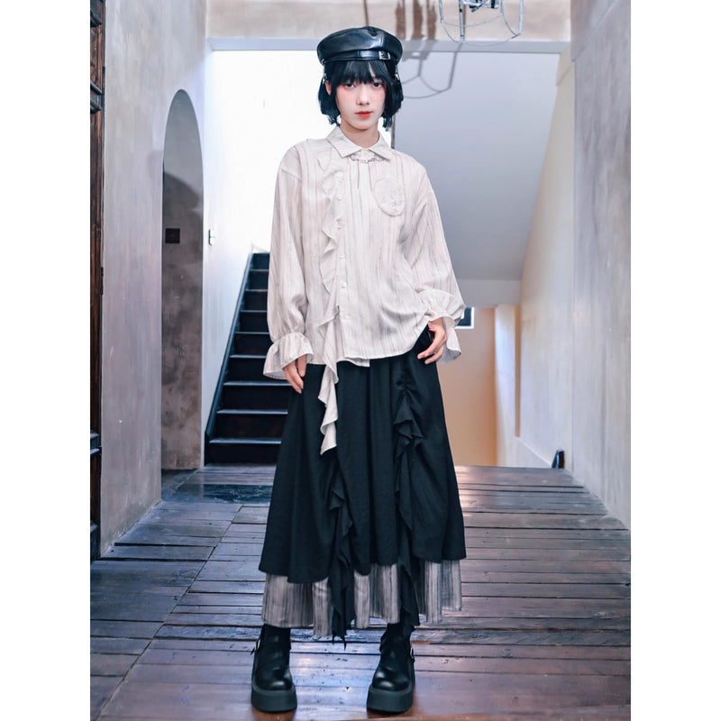 黒墨の陰影ドッキングスカート