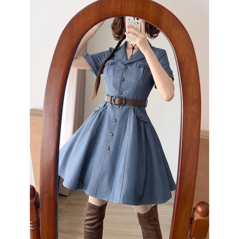 英国のお嬢様のデニムワンピース - Short Sleeves[2025年10月下旬発送予定]