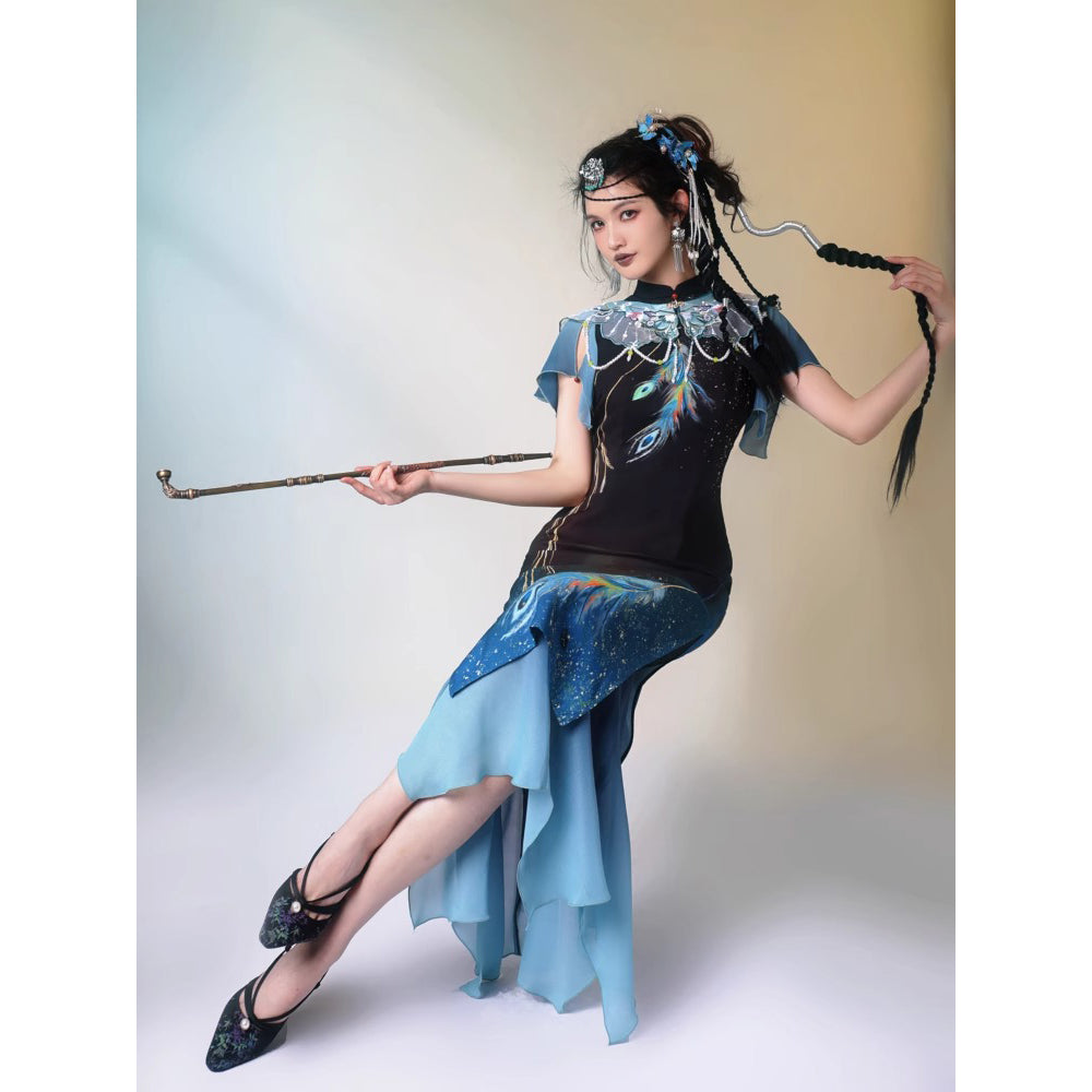 SOU・SOU 薙刀かり衣 水玉大 孔雀緑×つくも ワンピース 薙刀かり