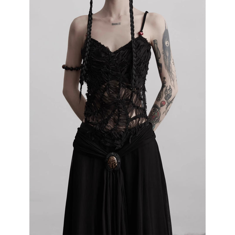 Black Feather Lace Camisole