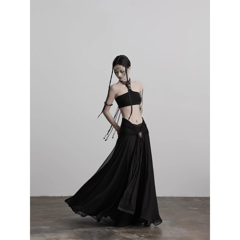 Cameo Brooch Gothic Long Skirt