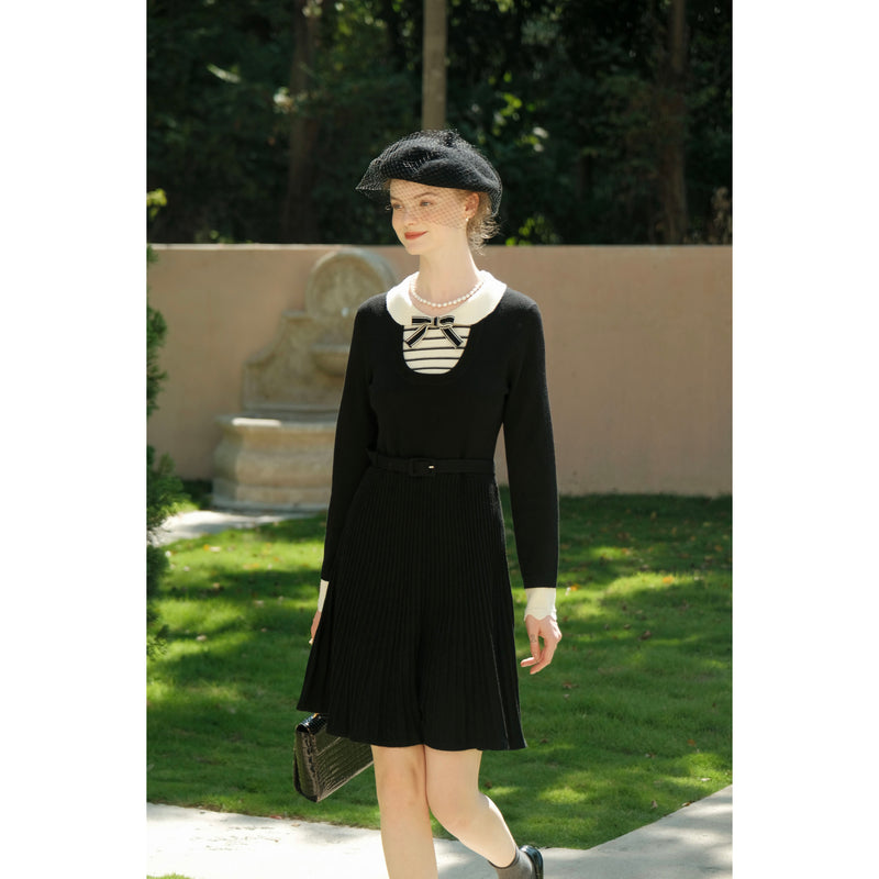 Black Knitted One Piece Dress