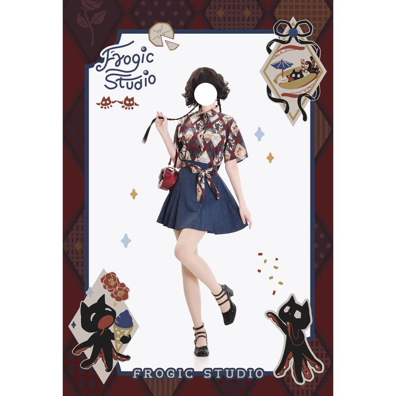 お茶会のお嬢様のプリーツスカート - Navy