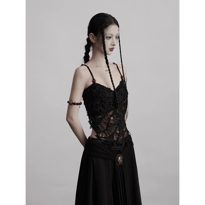 Black Feather Lace Camisole