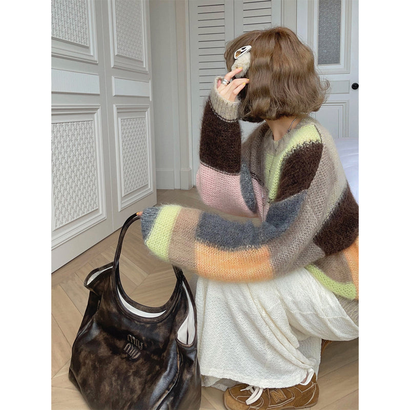 Colorful Mohair Loose Sweater