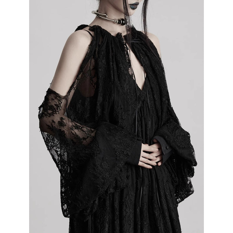 Dark Night Flower Embroidered Lace Sleeves