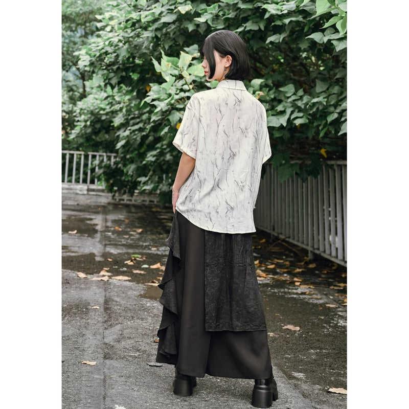 月夜の鶴の刺繍チャイナトップス