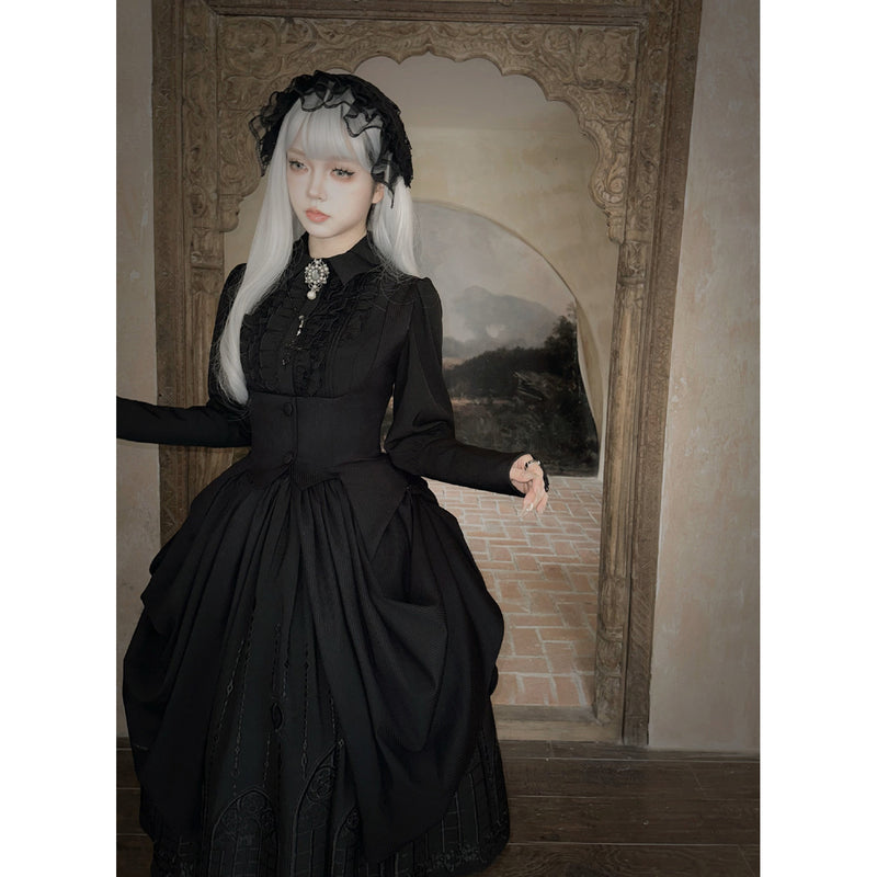 修道女の刺繍ジャンパースカート - Black[2025年3月下旬-5月上旬発送予定]