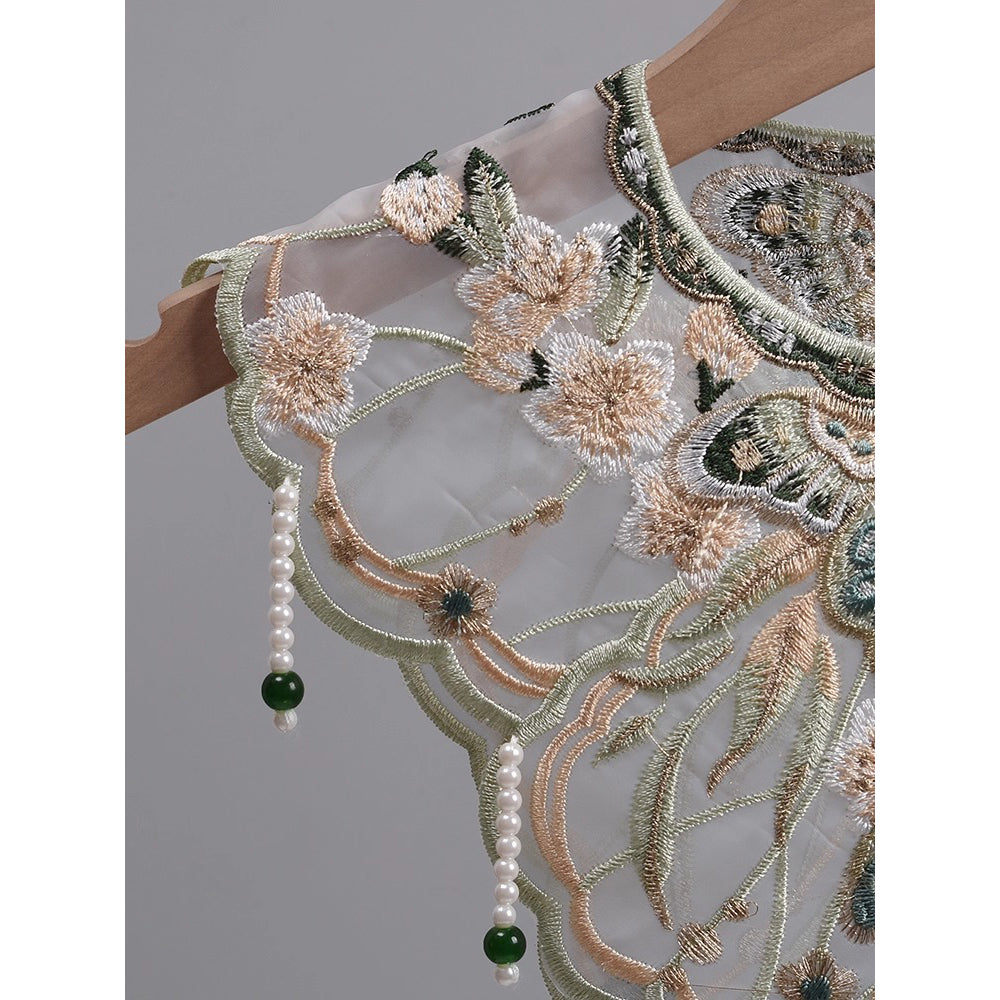 アンティークフランス 付け襟＆ウェストベルト ヴァレンシエンヌ＆花刺繍アップリケ アンティークフランス 付け襟＆ウェストベルト ヴァレンシエンヌ