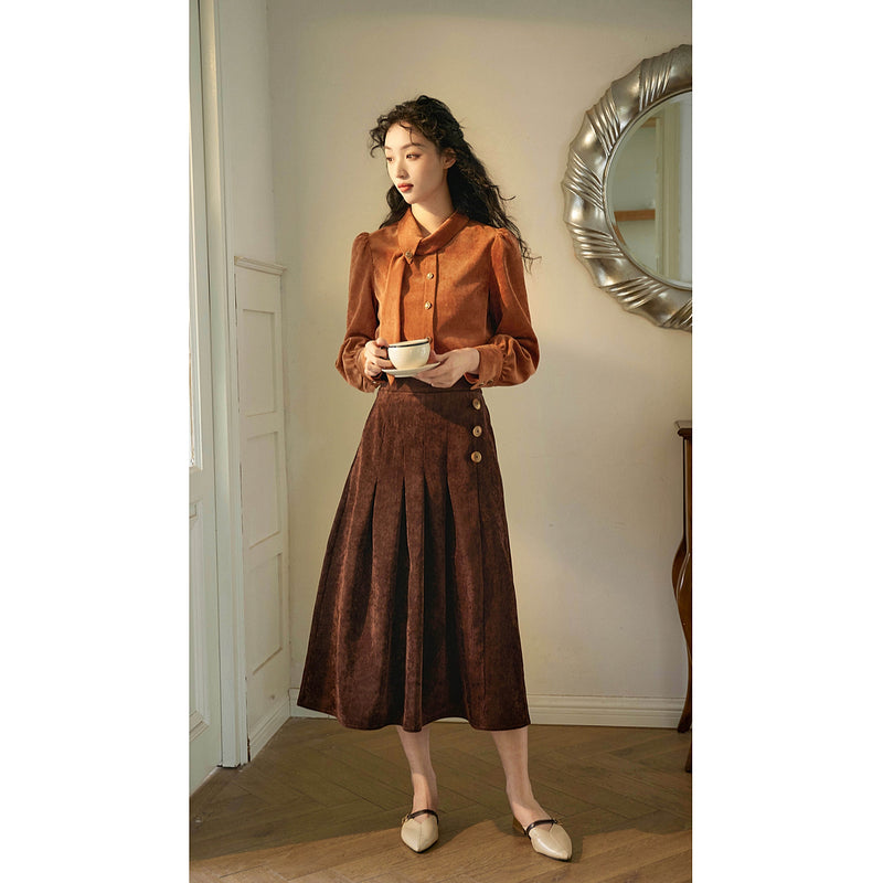 Dark Brown Corduroy Skirt