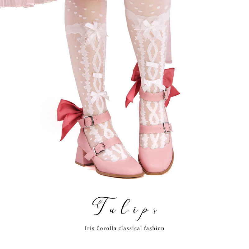 Tulip Ribbon Mary Jane Pumps - Pink[2025年4月下旬-5月中旬発送予定]