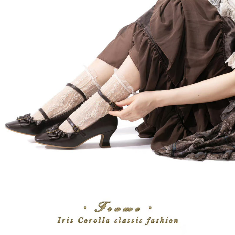 Vintage Inspired Mary Jane Pumps - Black Brown[2025年4月上旬-4月下旬発送予定]