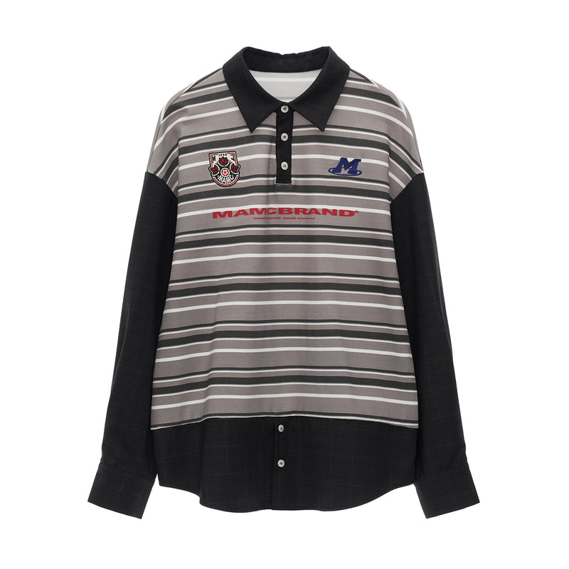 Embroidered Striped Polo Top