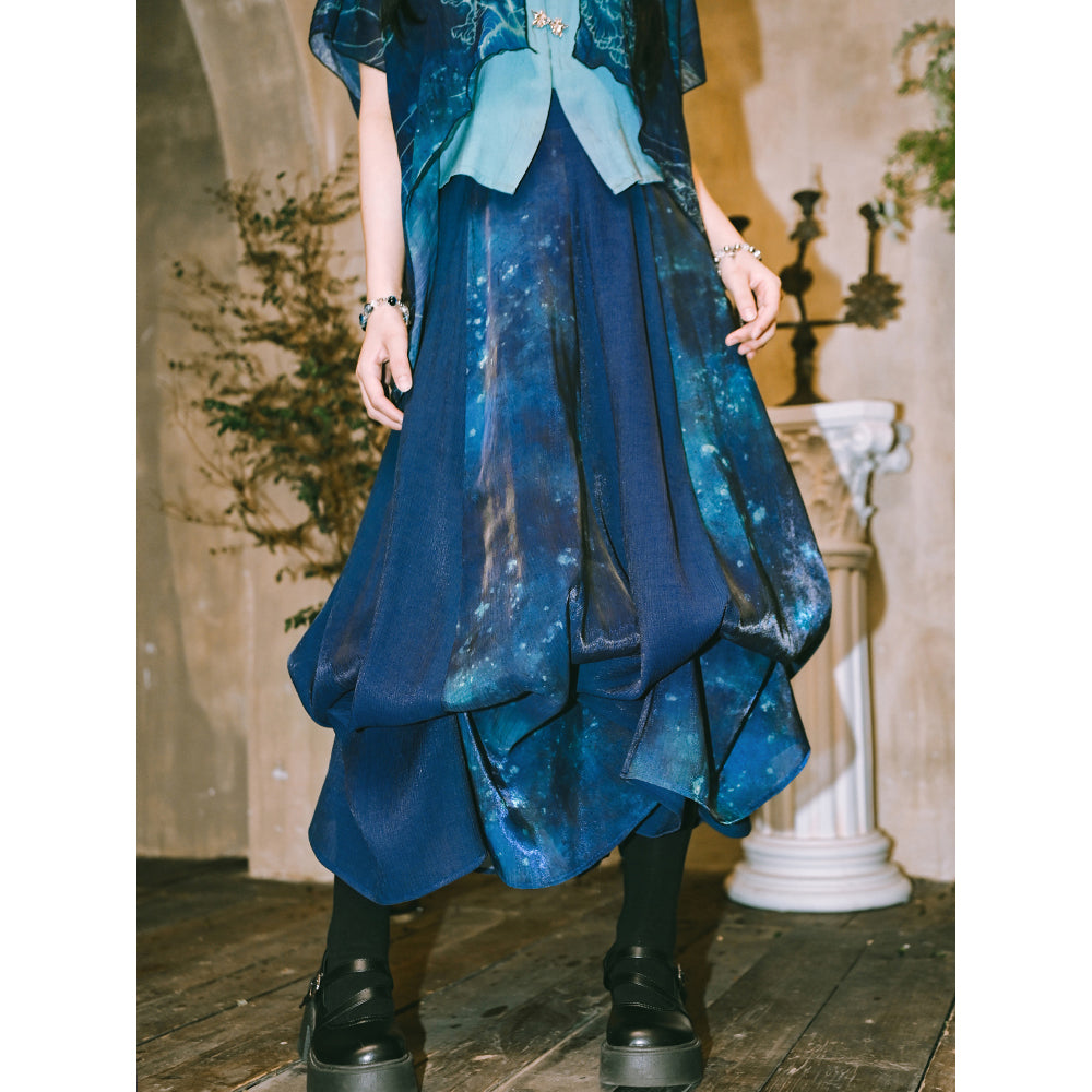 深藍の星雲ロングスカート ECCENTRIC 深藍の星雲ロングスカート – ManusMachina
