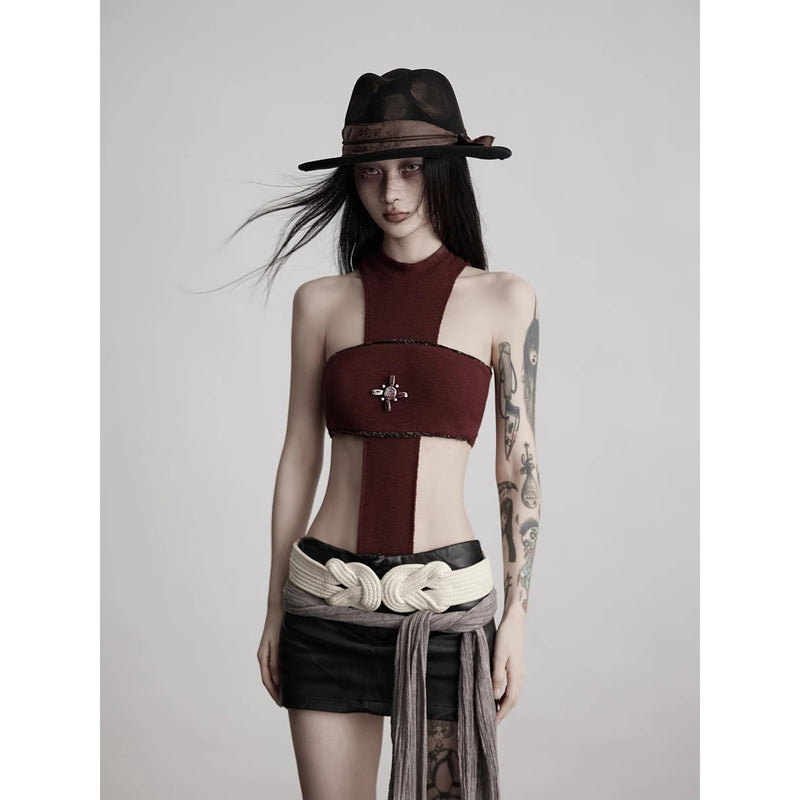 Darkness Cross Off-Shoulder Bodysuit