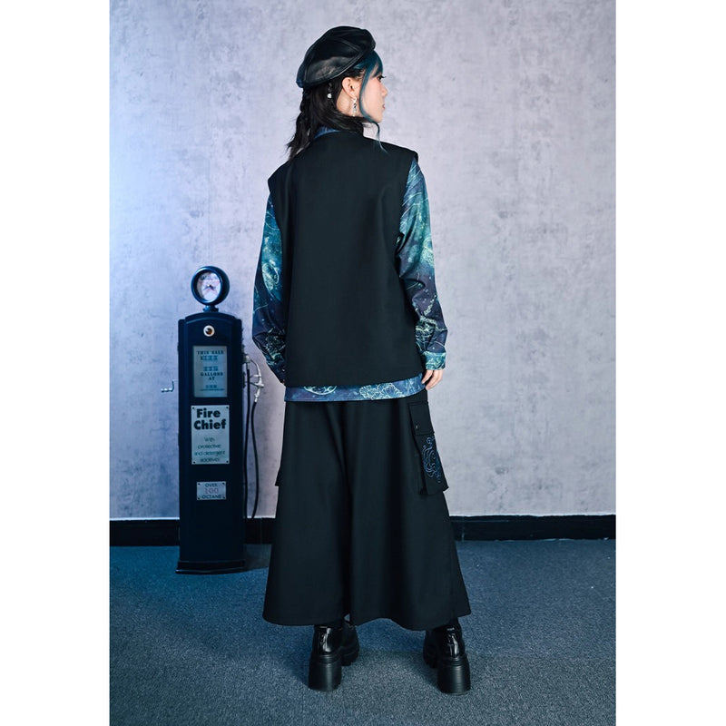 海月の刺繍ドレープワイドパンツ