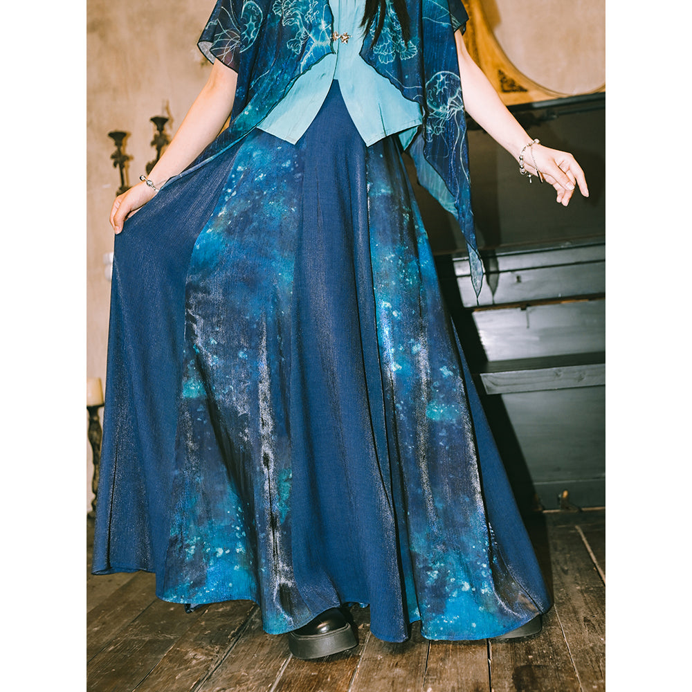 深藍の星雲ロングスカート ECCENTRIC 深藍の星雲ロングスカート – ManusMachina