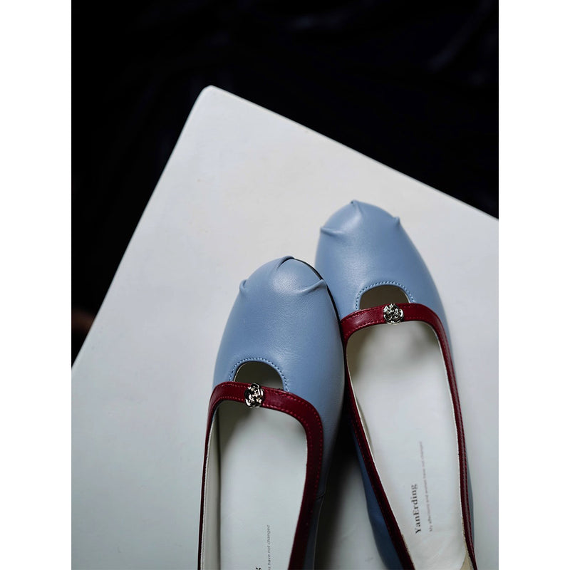 Camellia Round Toe Ballet Shoes - Smoke Blue