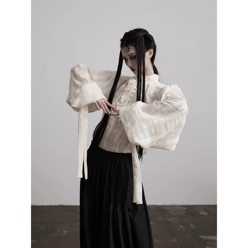 Royal Jacquard Ribbon Blouse