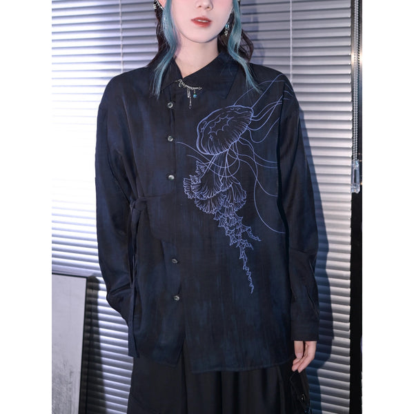 漆黒の海月のアシンメトリーブラウス