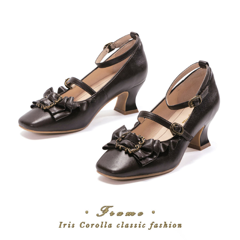 Vintage Inspired Mary Jane Pumps - Black Brown[2025年4月上旬-4月下旬発送予定]